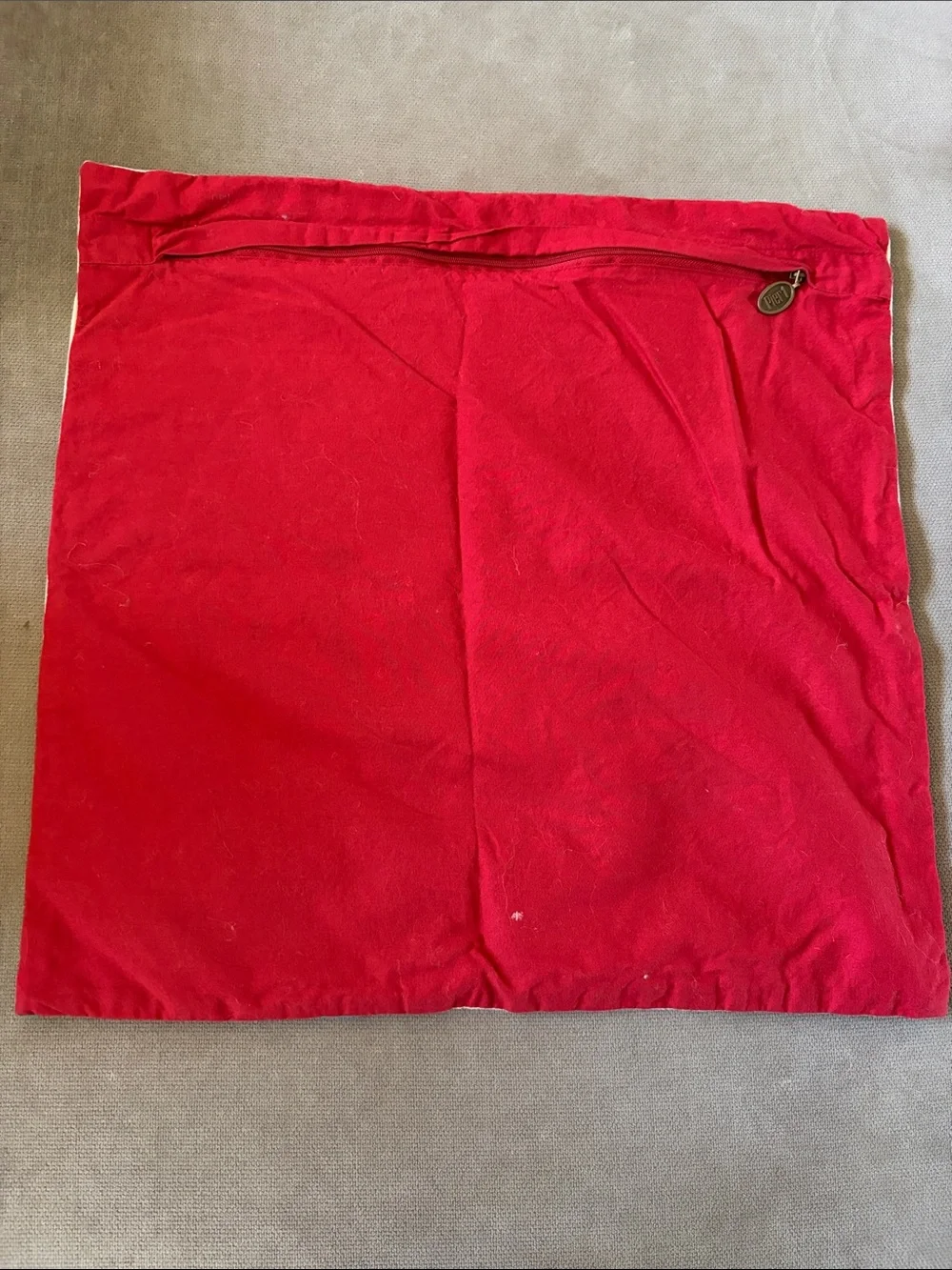 Pier 1 Red Tote with Branded Metal Zipper Pull